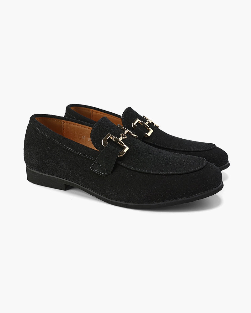 Stijlvolle Herenslipper Suède Met Metalen Detail - Mode Vibes