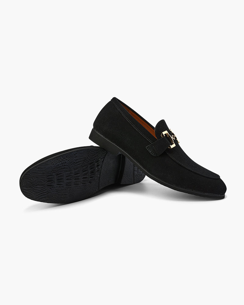 Stijlvolle Herenslipper Suède Met Metalen Detail