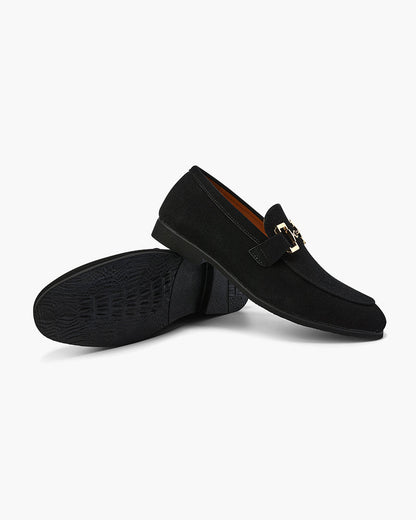 Leren Heren Loafers Suede Chique Metalen Detail