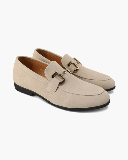 Leren Heren Loafers Suede Chique Metalen Detail