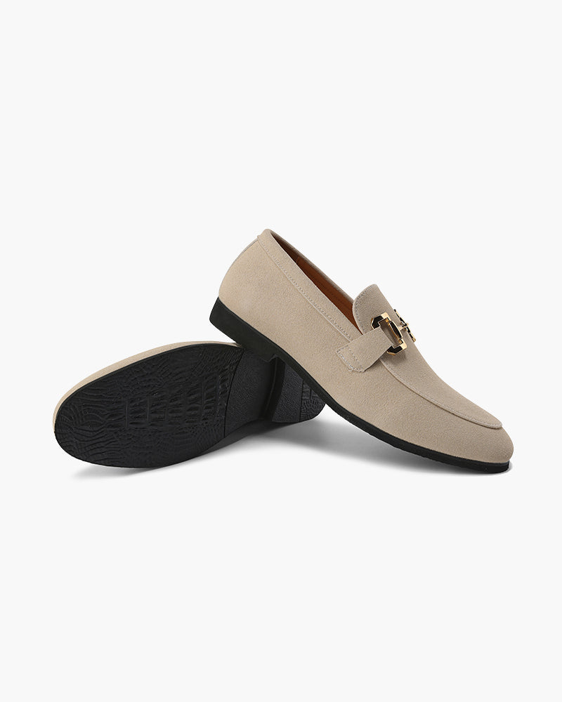 Leren Heren Loafers Suede Chique Metalen Detail