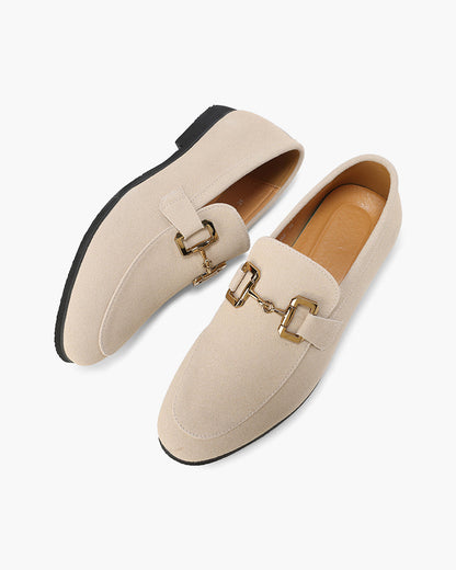 Stijlvolle Herenslipper Suède Met Metalen Detail