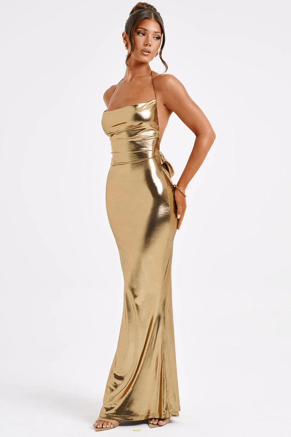 Maxi Jurk Metallic Lage Rug Zomerjurk - Mode Vibes