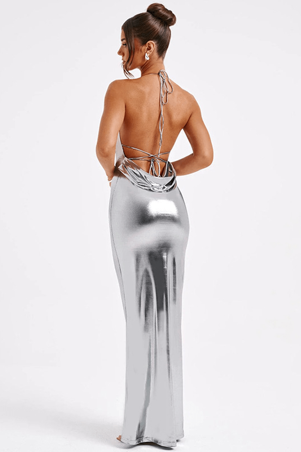 Maxi Jurk Metallic Lage Rug Zomerjurk