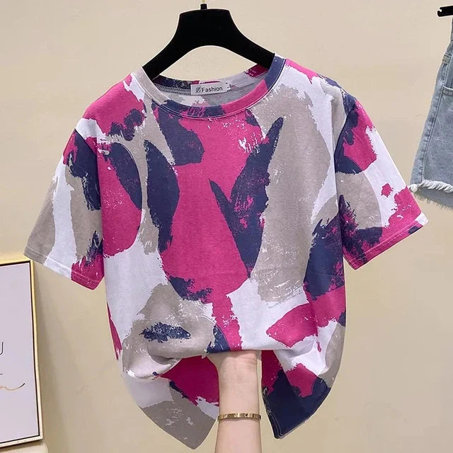 Tie Dye Print Vintage T-Shirt voor Vrouwen