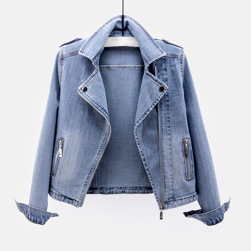 Stoere Denim Jack Met Asymmetrische Rits - Mode Vibes