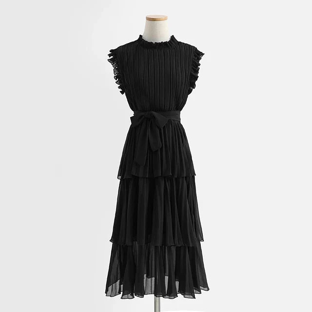 Tingfly Vrouwen Zomerjurk met Ruches en Stand Kraag
