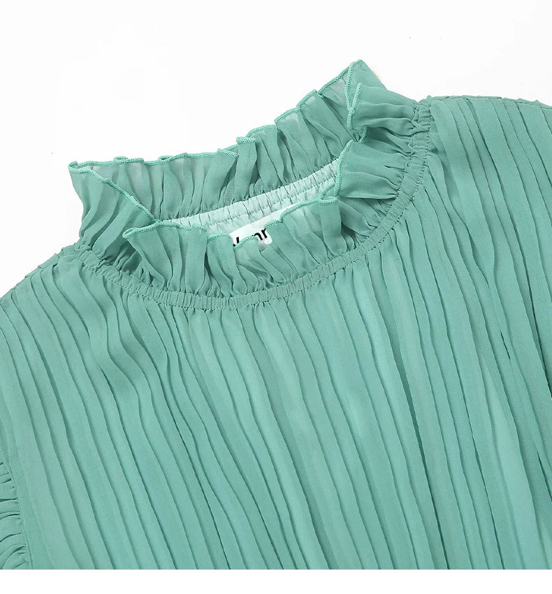 Tingfly Vrouwen Zomerjurk met Ruches en Stand Kraag