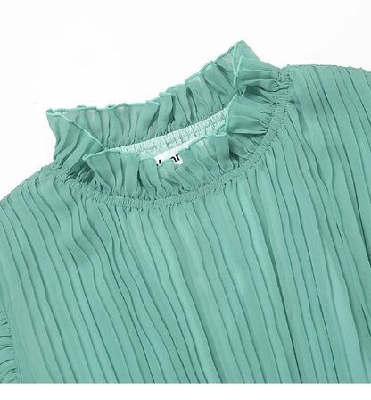 Tingfly Vrouwen Zomerjurk met Ruches en Stand Kraag