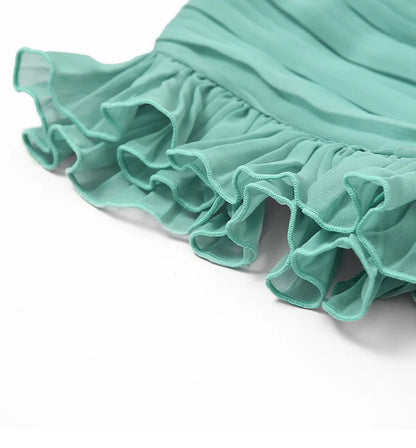 Tingfly Vrouwen Zomerjurk met Ruches en Stand Kraag
