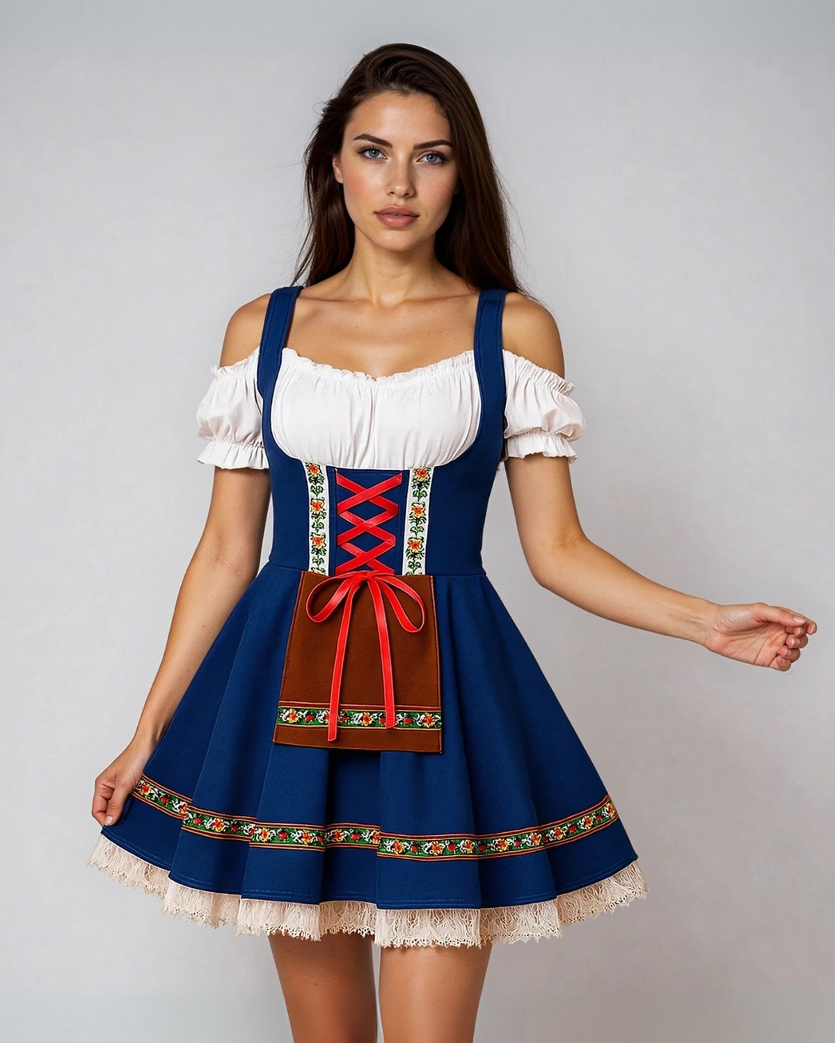 Dames Dirndl Jurk Blauw Rokje Oktoberfest Stijl