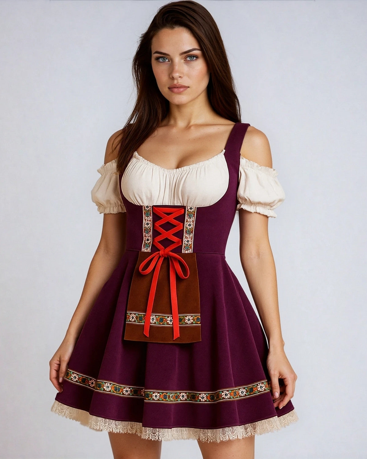 Dames Dirndl Jurk Blauw Rokje Oktoberfest Stijl