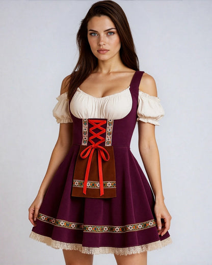 Dames Dirndl Jurk Blauw Rokje Oktoberfest Stijl