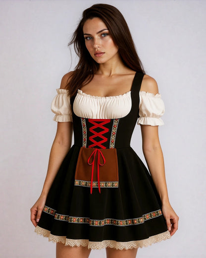 Dames Dirndl Jurk Blauw Rokje Oktoberfest Stijl