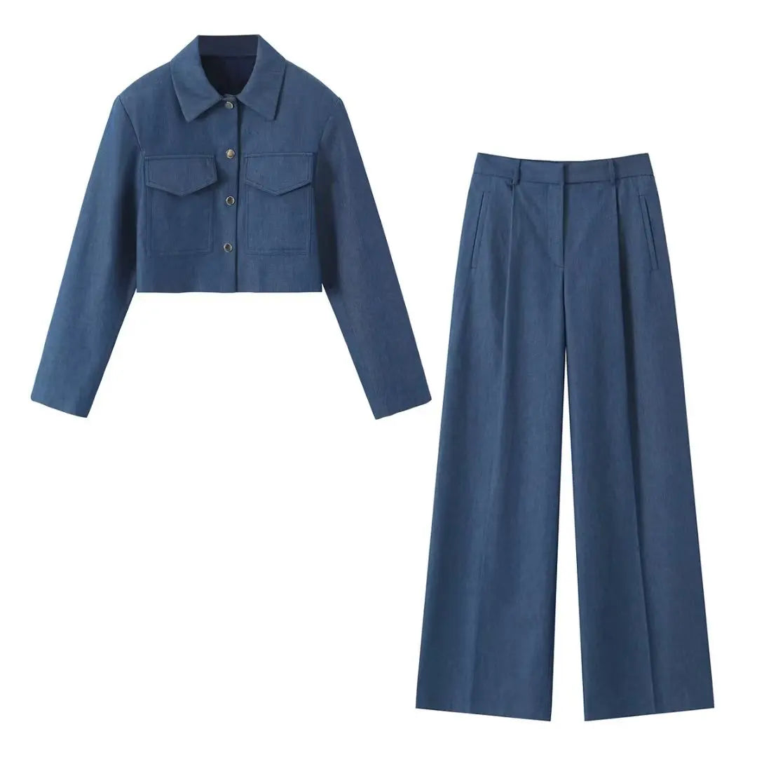 Stella Mode Elegante Blauw Tweedelige Set
