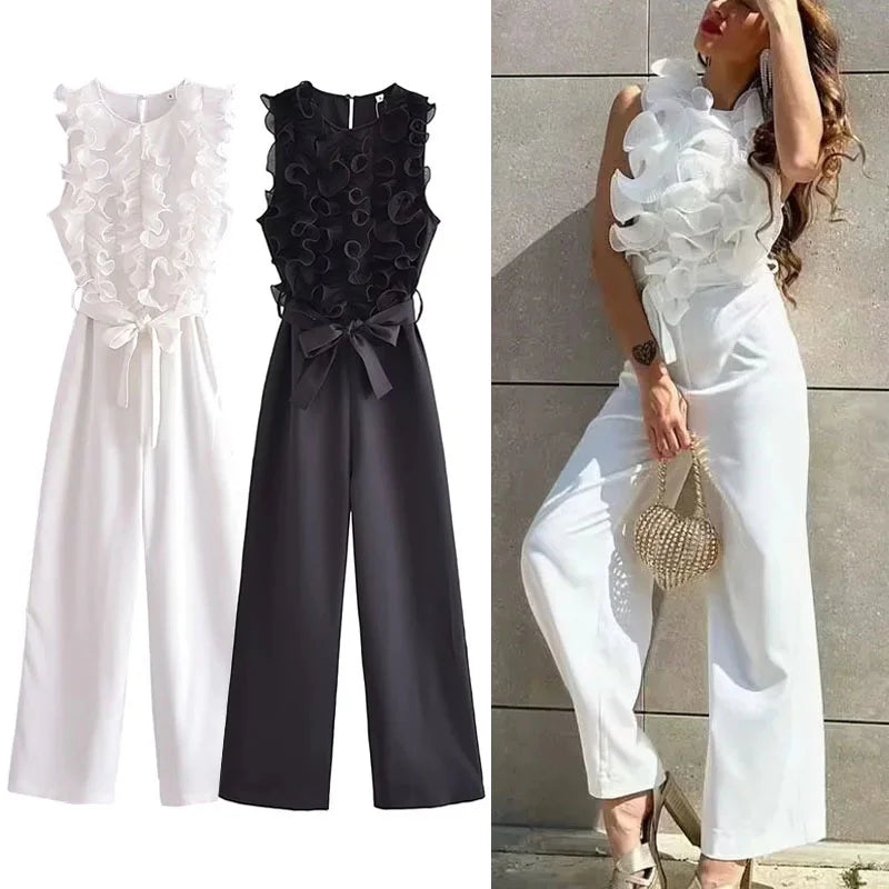 Aurora Dames Ruche Jumpsuit voor Zomerse Elegantie