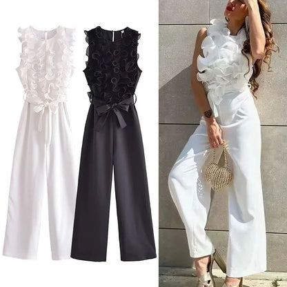 Aurora Dames Ruche Jumpsuit voor Zomerse Elegantie