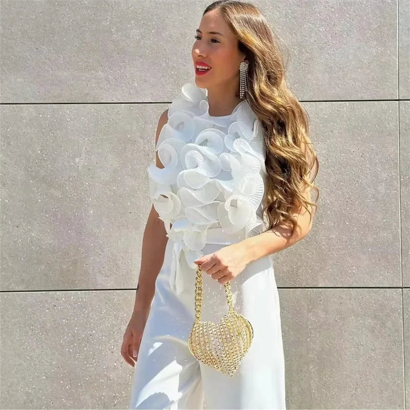 Aurora Dames Ruche Jumpsuit voor Zomerse Elegantie