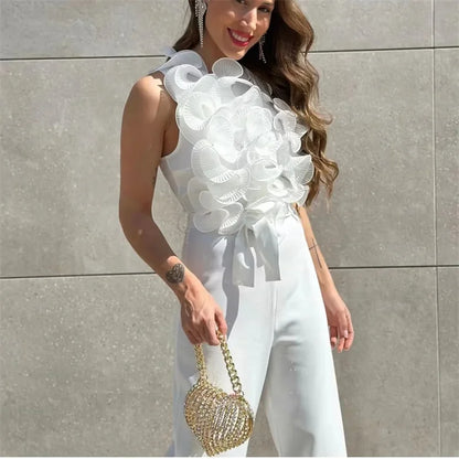 Aurora Dames Ruche Jumpsuit voor Zomerse Elegantie