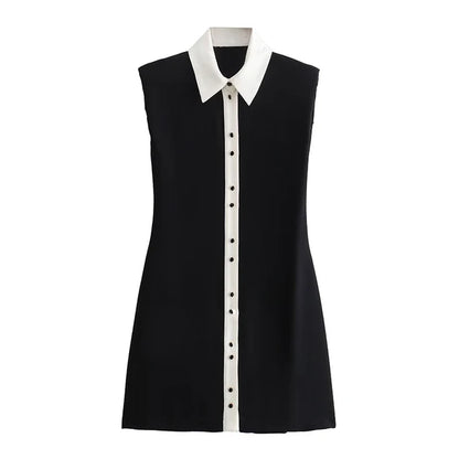 Trendy Lente Mode Zwarte Mini Jurk