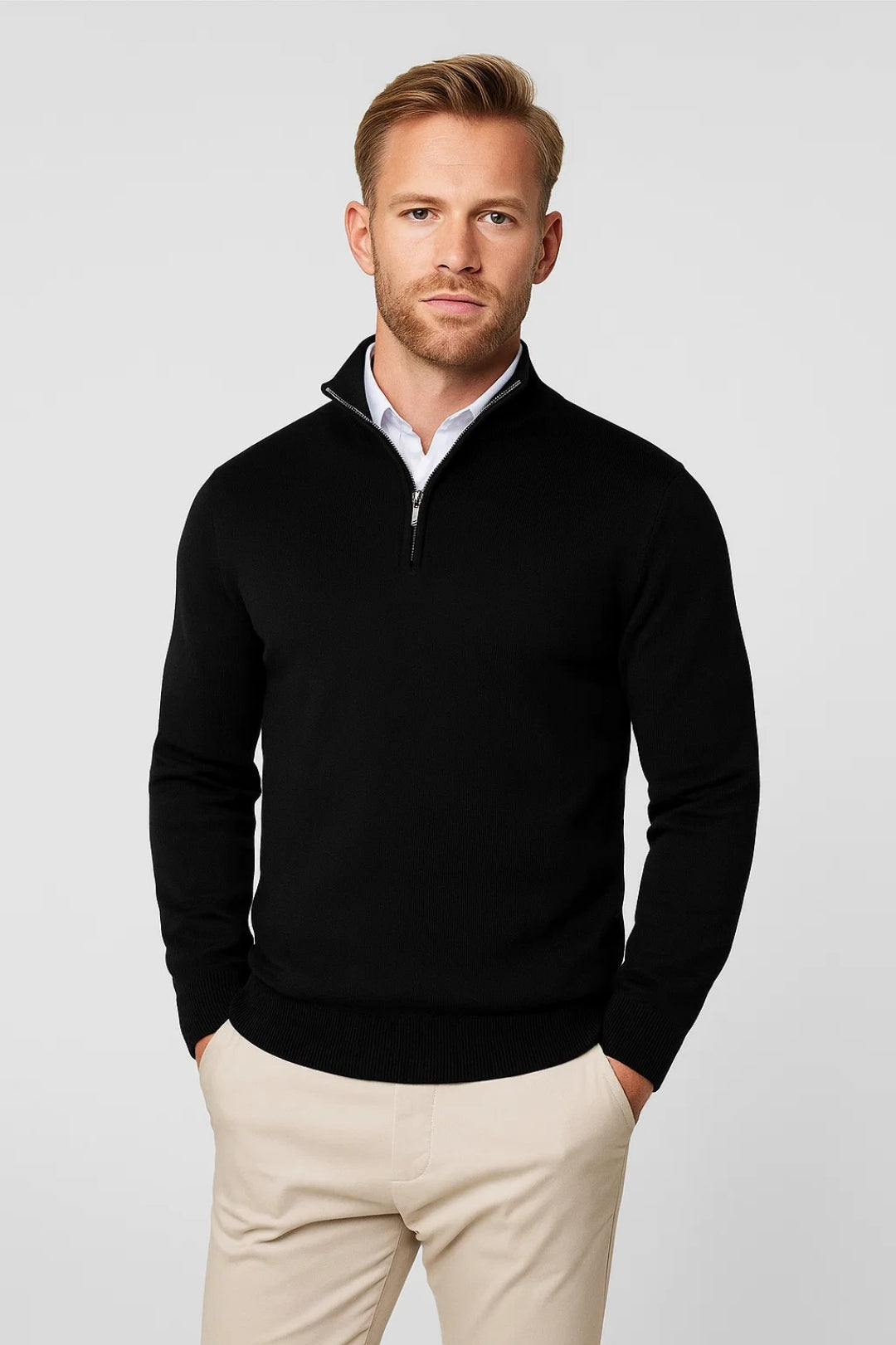 Herentrui Met Halve Rits Klassieke Stijl - Mode Vibes
