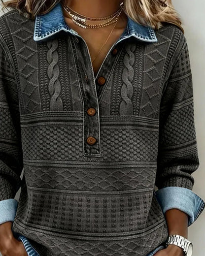 Trui met polokraag dames | Half knoopsluiting & stijlvol structuurdesign