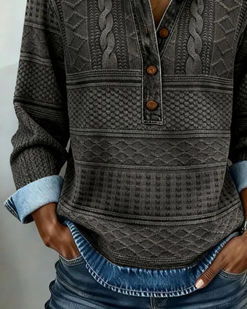 Trui met polokraag dames | Half knoopsluiting & stijlvol structuurdesign