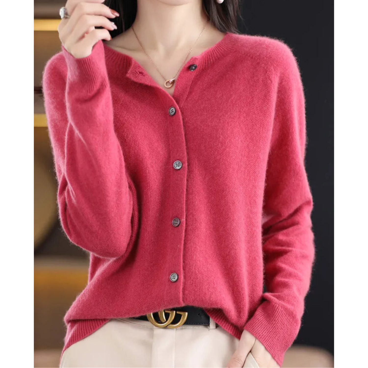 Dames Trui Vest O-hals Knoopsluiting Warm en Stijlvol - Mode Vibes