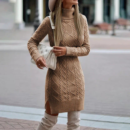 Dames Truijurk Kabeltrui Met Tailleaccent Warm en Comfortabel - Mode Vibes