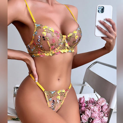 Kantige Lingerie Set Tweedelig met Borduurwerk
