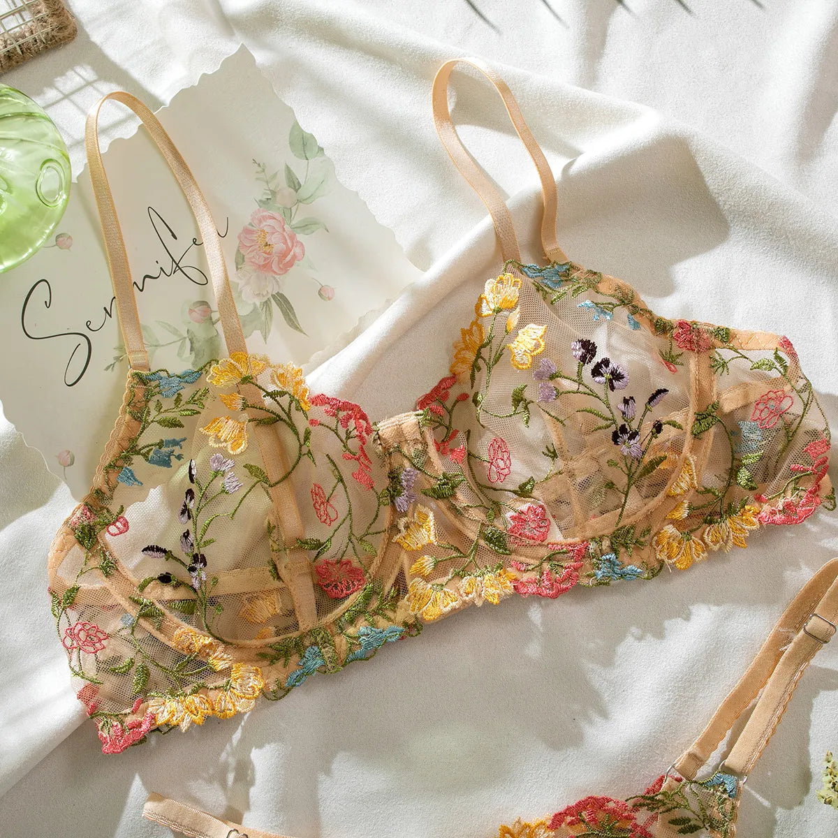 Kantige Lingerie Set Tweedelig met Borduurwerk