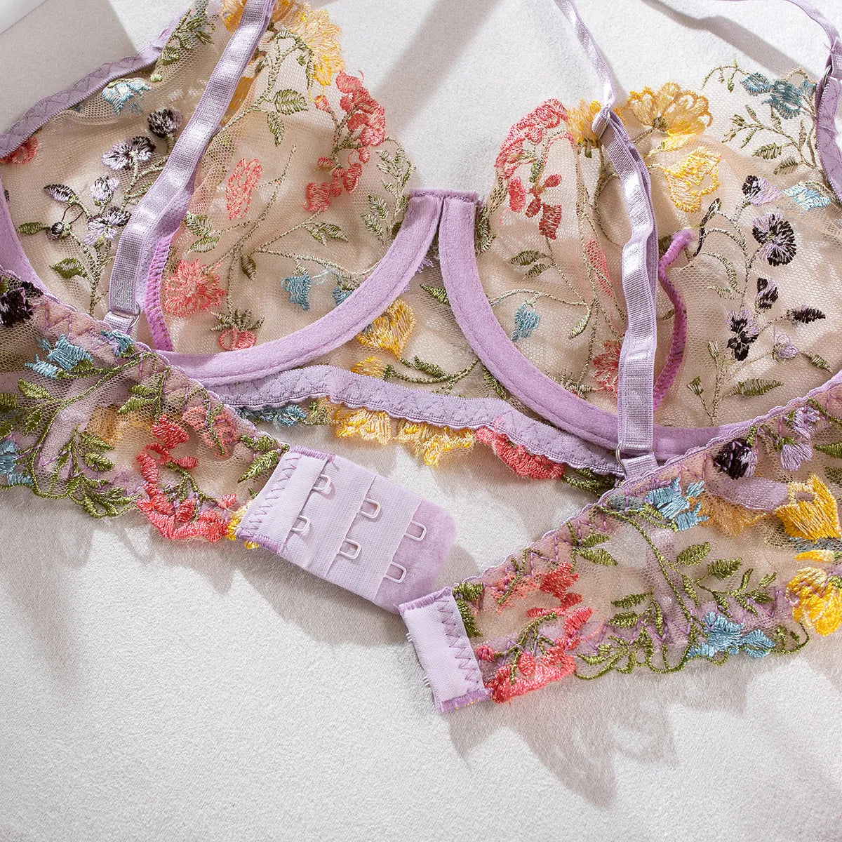 Kantige Lingerie Set Tweedelig met Borduurwerk