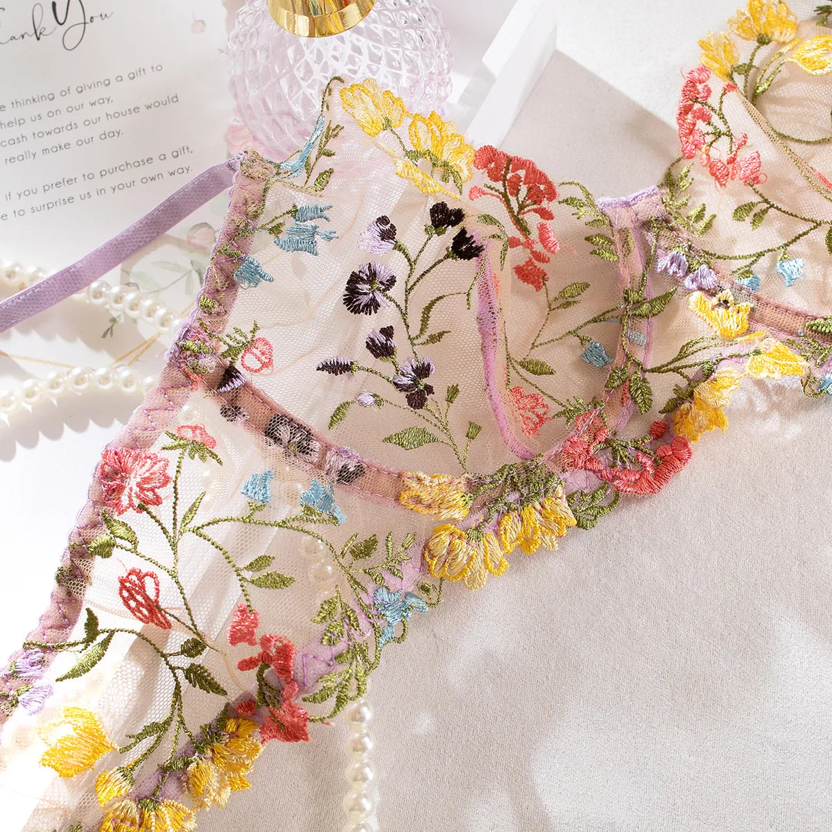 Kantige Lingerie Set Tweedelig met Borduurwerk