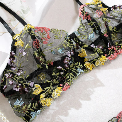 Kantige Lingerie Set Tweedelig met Borduurwerk