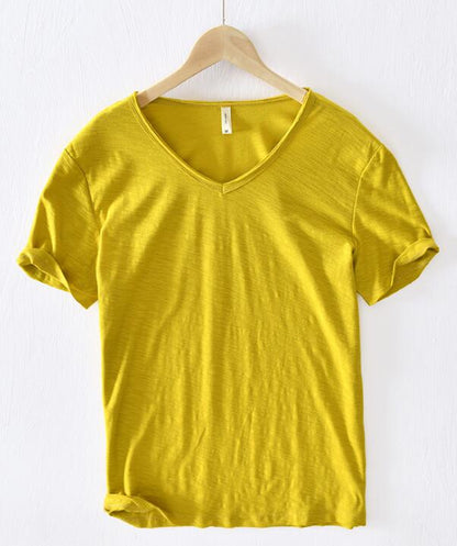 Linnen Heren Shirt V-Hals Luchtig Zomerse Stijl