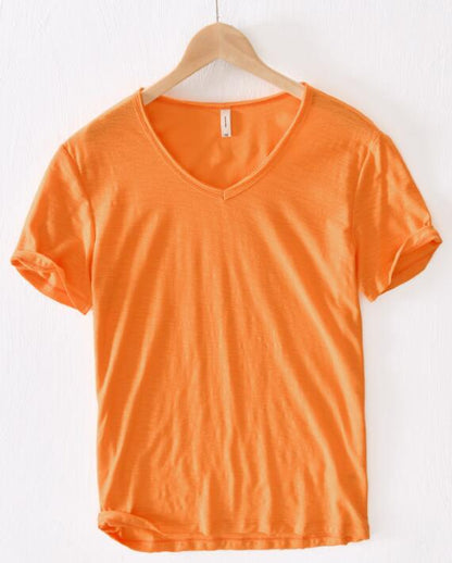 Linnen Heren Shirt V-Hals Luchtig Zomerse Stijl