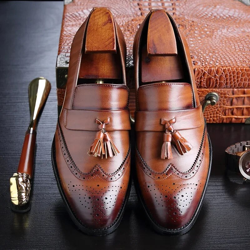 Ortopedische Brogue Herenschoenen - Zwart - Mode Vibes
