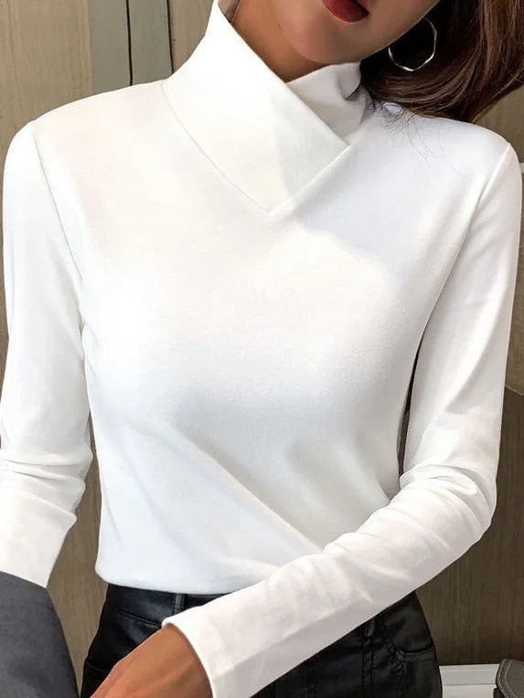 Vrouwelijke Top Asymmetrische Kraag Elegante Stijl