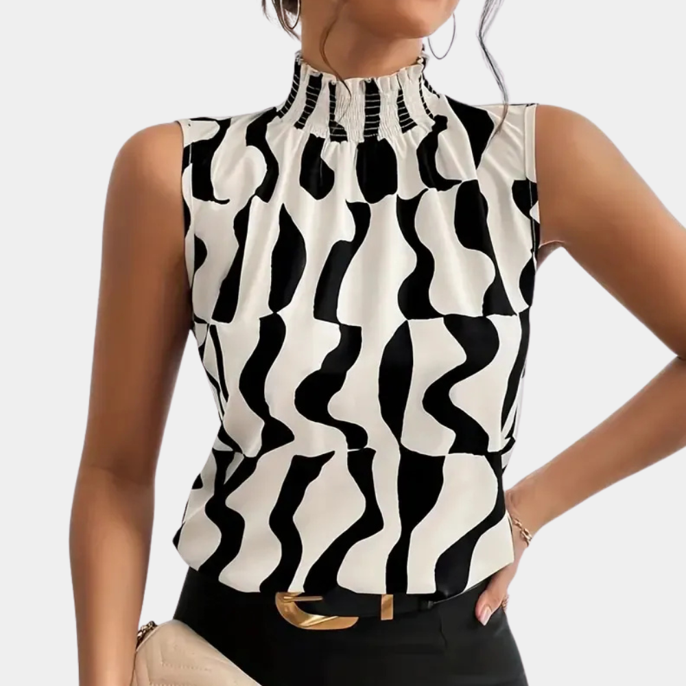 Amarise T-shirt met Hoge Halslijn voor Dames
