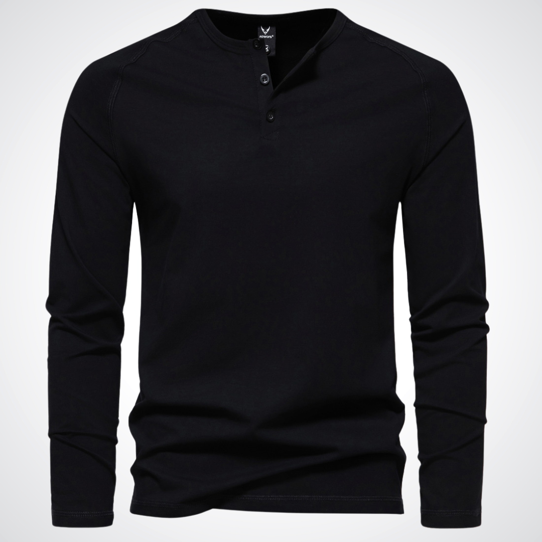 Unero comfortabel hemd met lange mouwen in zwart. Het hemd heeft een knoopsluiting bij de hals en een tijdloos ontwerp. Perfect voor zowel casual als formele gelegenheden.