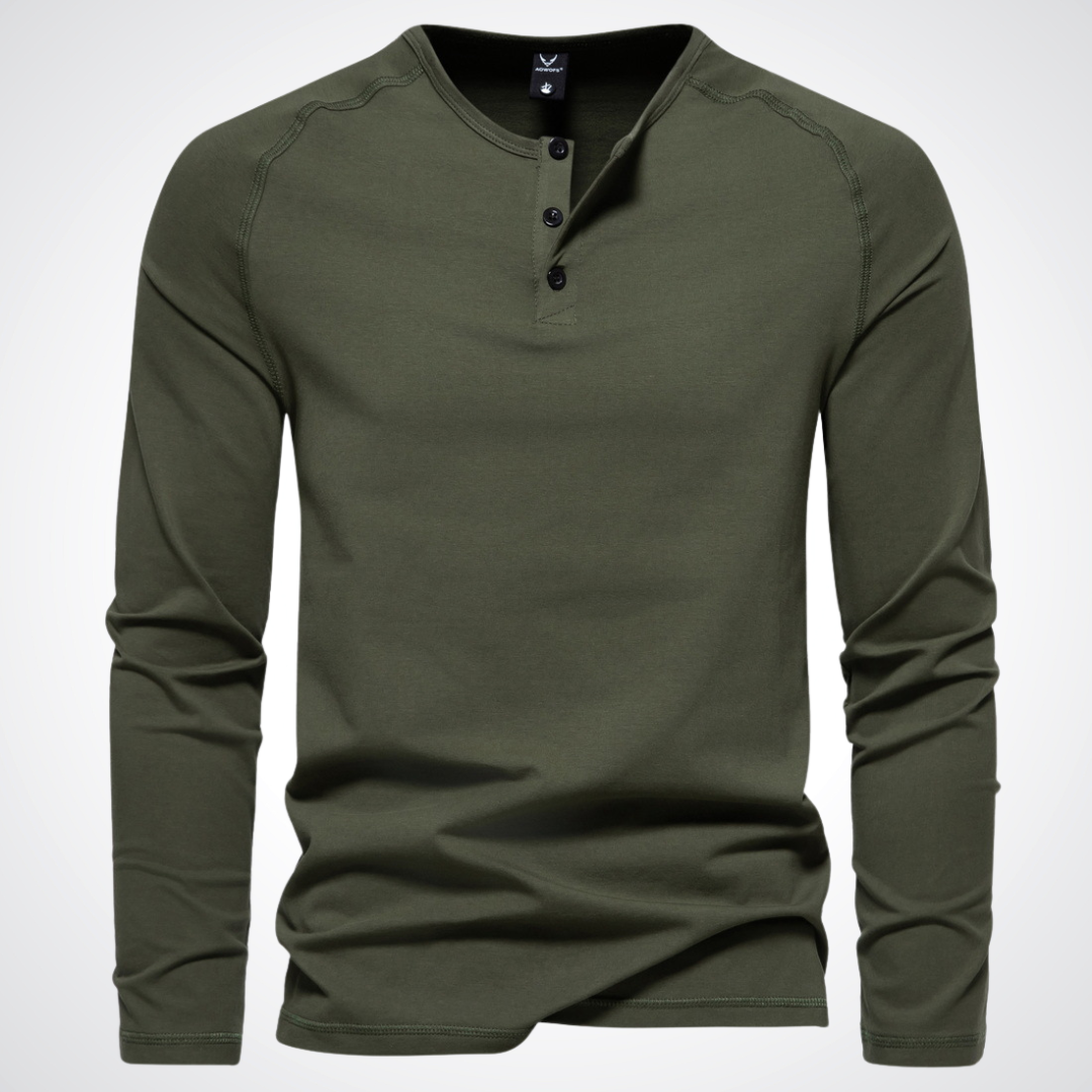 Unero comfortabel hemd met lange mouwen in olijfgroen. Het hemd heeft een casual ontwerp met een knoopsluiting bij de hals, perfecte pasvorm en zachte stof, ideaal voor dagelijks gebruik.