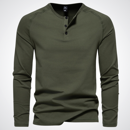 Unero comfortabel hemd met lange mouwen in olijfgroen. Het hemd heeft een casual ontwerp met een knoopsluiting bij de hals, perfecte pasvorm en zachte stof, ideaal voor dagelijks gebruik.