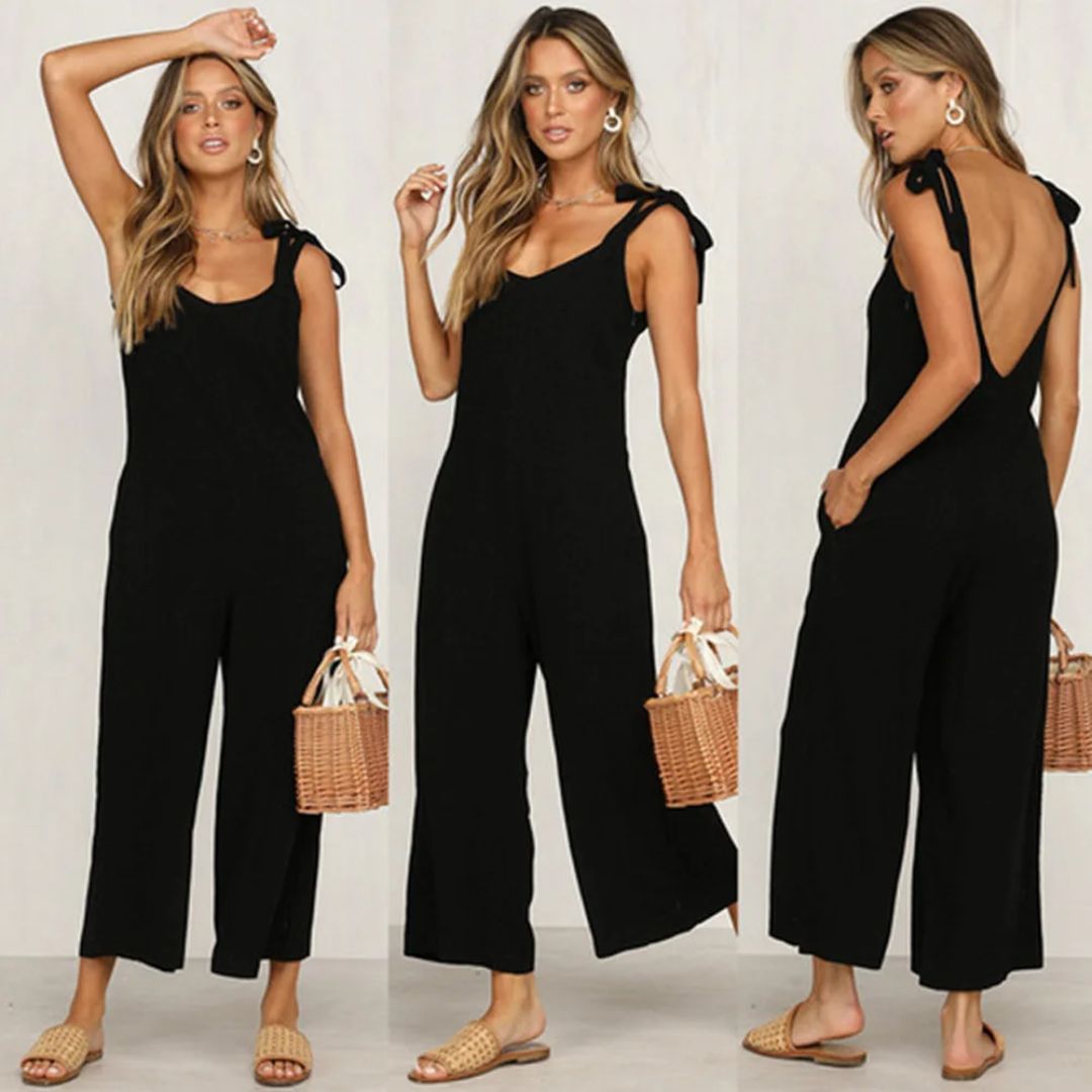 Vrouwelijke Jumpsuit Chic Zwart Stijlvol Mode