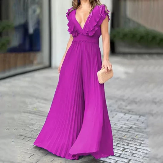 Elegante Jumpsuit voor Vrouw Stijlvol en Vloeiend - Mode Vibes