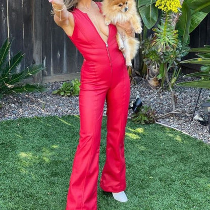 Retro Jumpsuit Slank Fit Jurk voor Vrouw - Mode Vibes