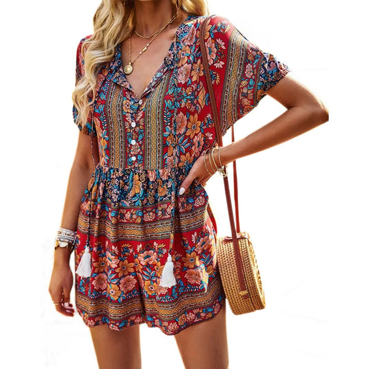 Vrouwelijke Playsuit Zomerjurk Comfortabel en Levendig - Mode Vibes