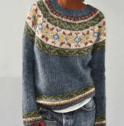 Gebreide Trui Scandinavisch Patroon Kleurrijk Warm