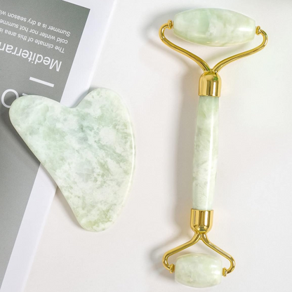Gua Sha Set met Jade Roller voor Gezichtsmassage