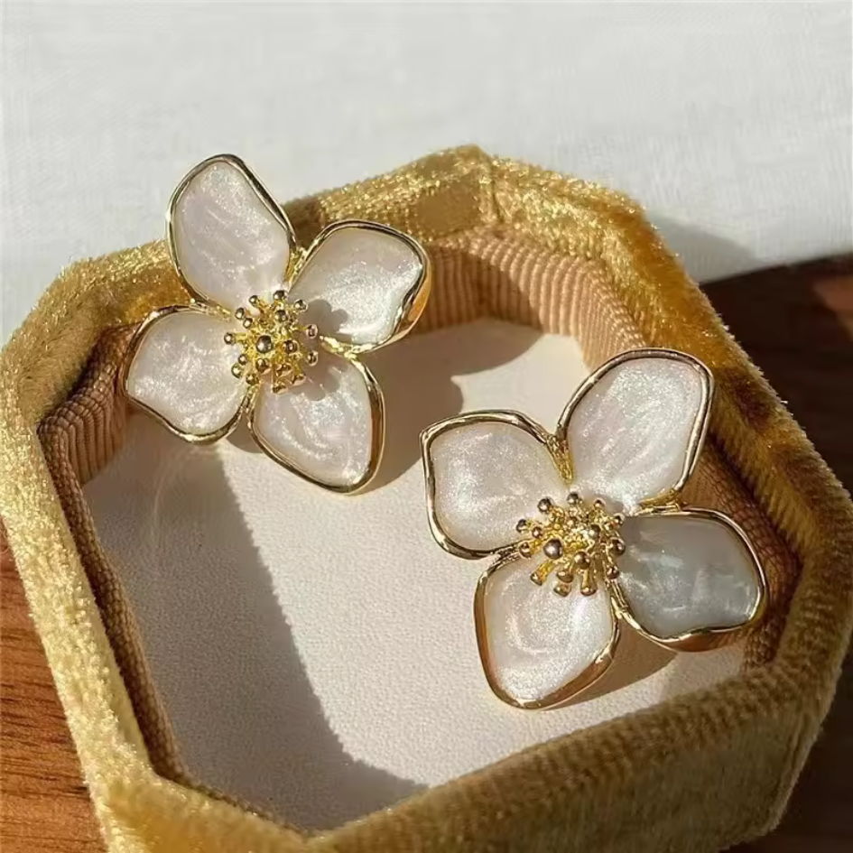Bloemen Oorbellen Romantisch Elegant Zilver