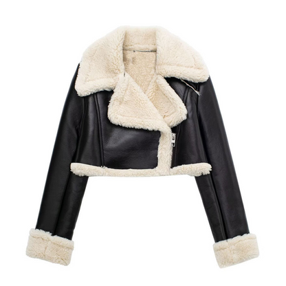 Shearling Winterjas Faux Leren Look Warm Stylish